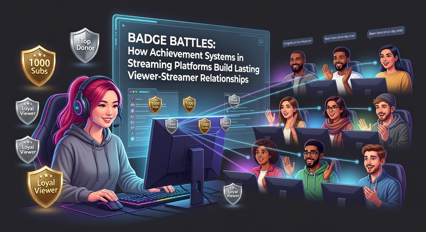 Achievement badges displayed on a streaming platform interface during a live broadcast session