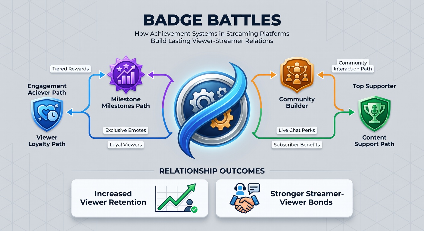 Streamer celebrating a community badge milestone with on-screen notifications and chat reactions