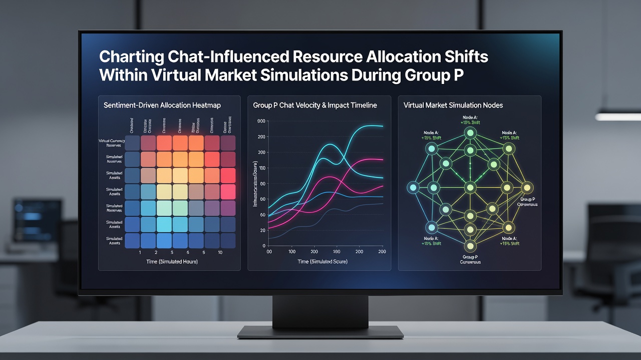 Dashboard displaying real-time resource allocation metrics influenced by chat volume during a group broadcast session