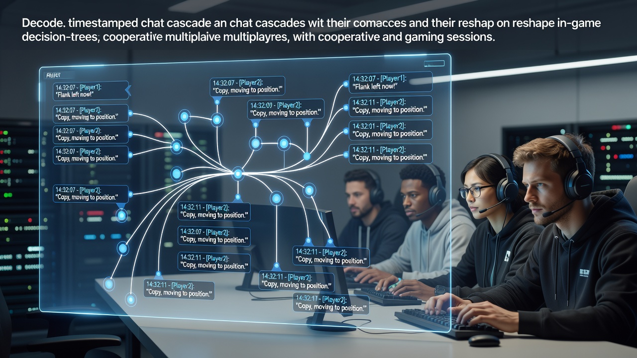 Visual representation of timestamped chat messages influencing cooperative game strategies in real time