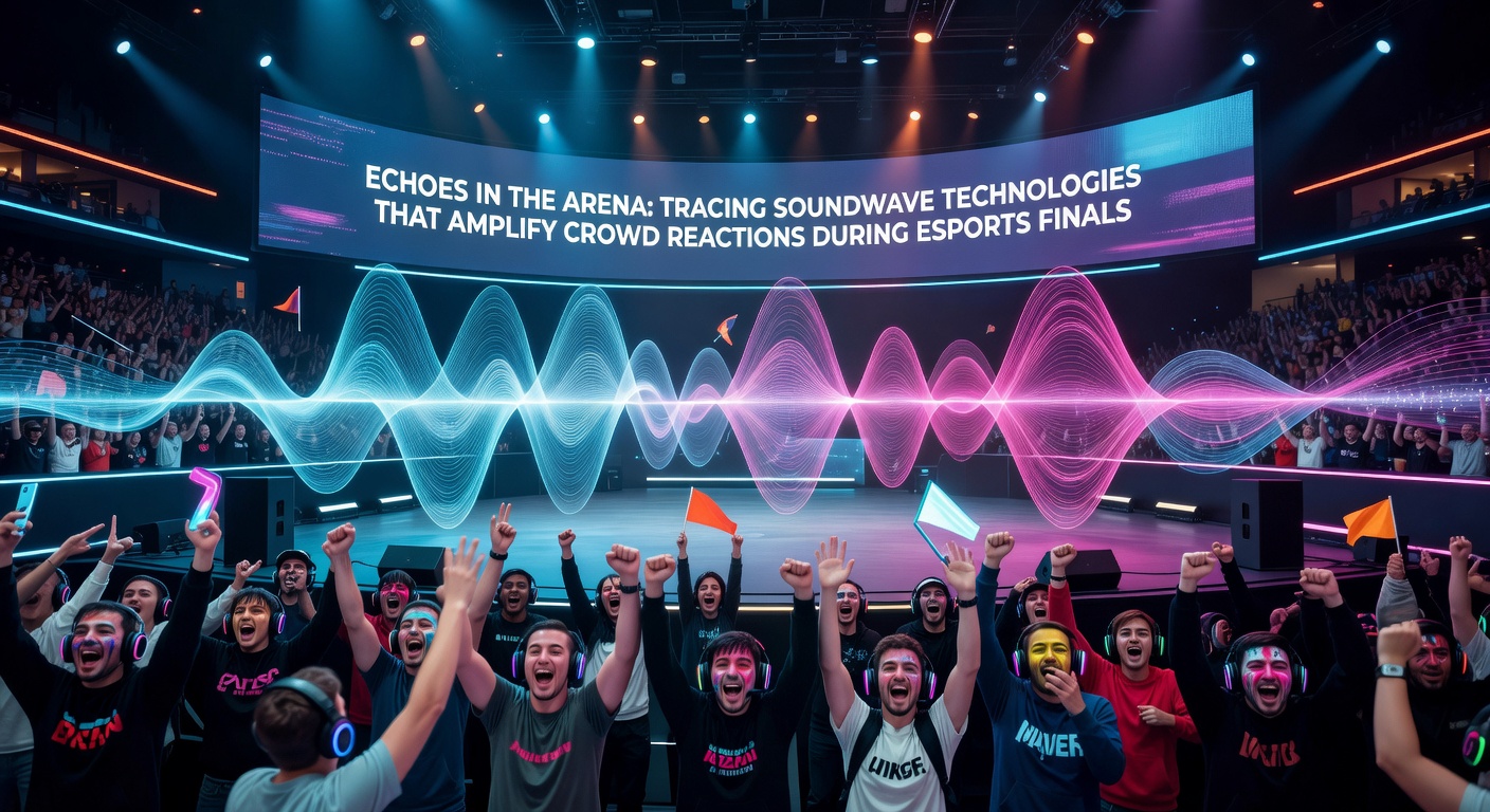 Esports arena crowd captured by directional microphones and beamforming arrays during intense finals action