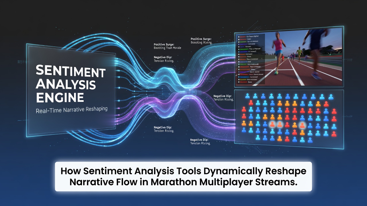 Sentiment analysis dashboard monitoring viewer emotions during a long multiplayer stream session