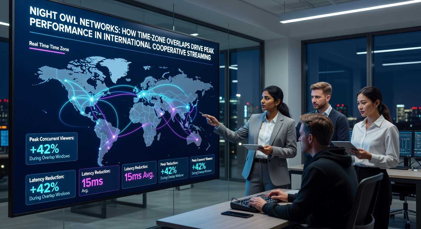 Global time zone map highlighting overlap periods used by international streaming teams