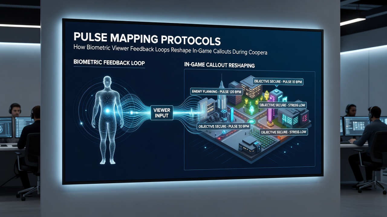 Viewer dashboard displaying aggregated biometric feedback influencing in-game callout adjustments