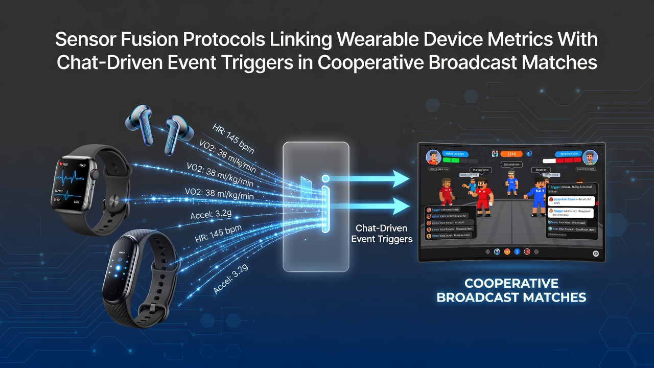 Wearable sensors integrated with streaming setups during cooperative broadcast matches