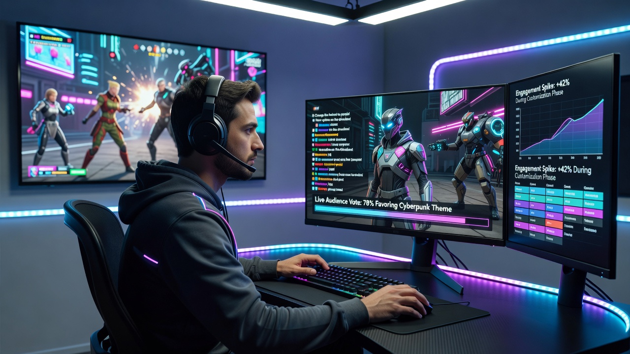 Streamers adjusting avatar looks based on real-time viewer input during mixed-genre broadcasts