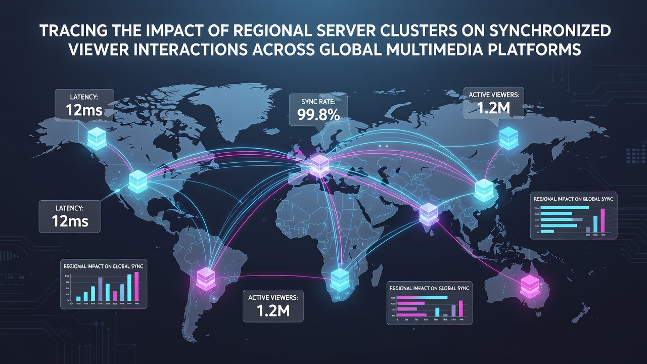 Global map visualization of server clusters linking viewer interactions in multiplayer streams